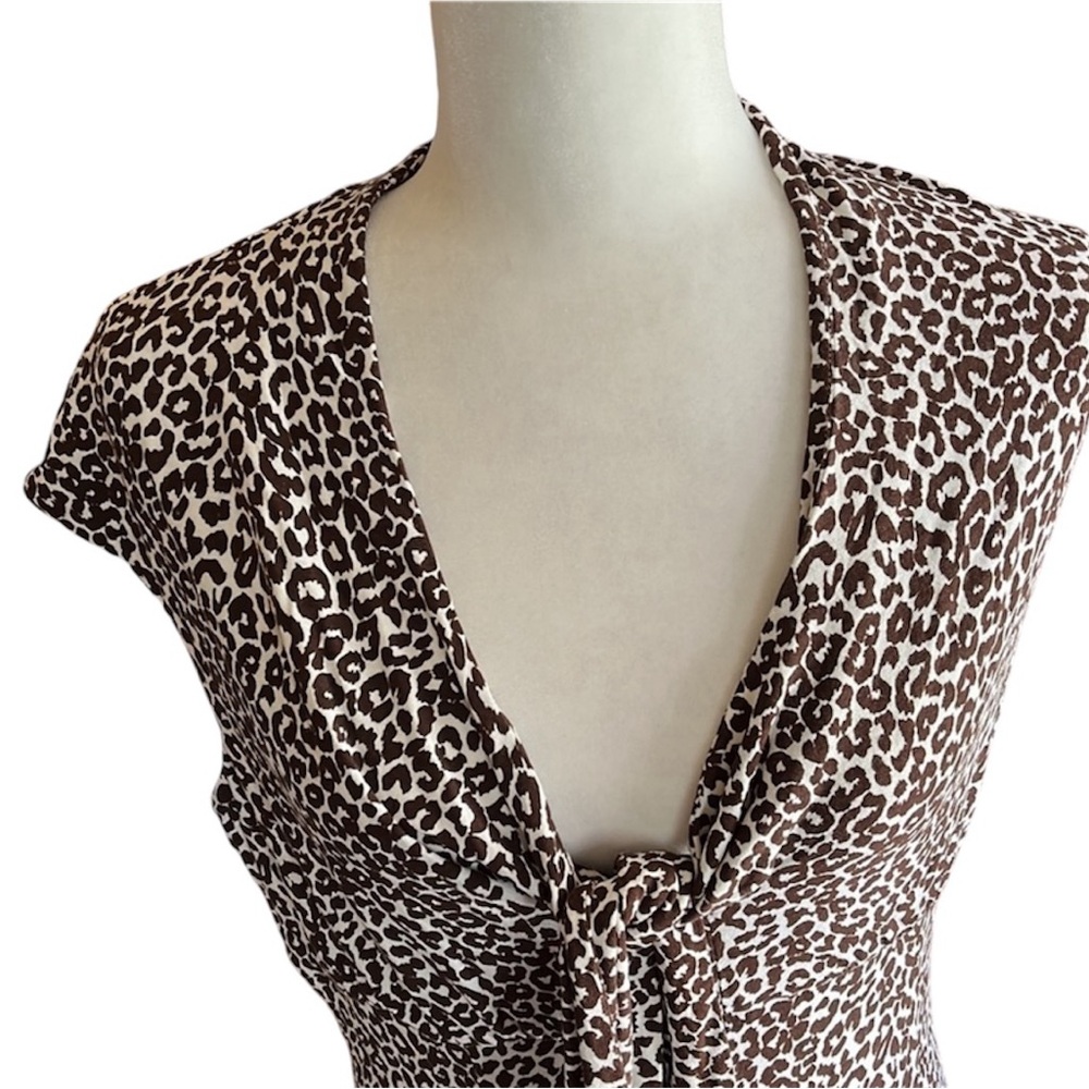 Talbots Vintage Y2K Leopard Print Fit and Flare Dress Size 10 - Picture 5 of 14